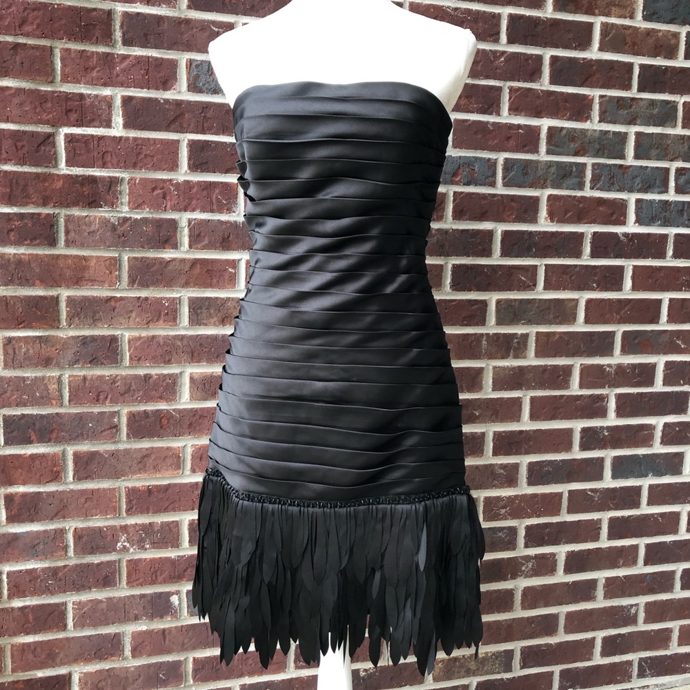 White House Black Market black fringe dress